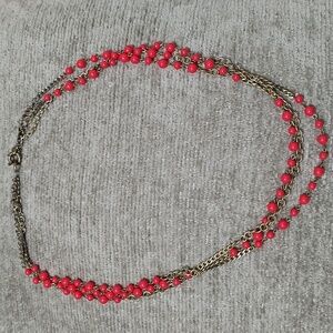 Coral and Gold Tone J Crew Necklace